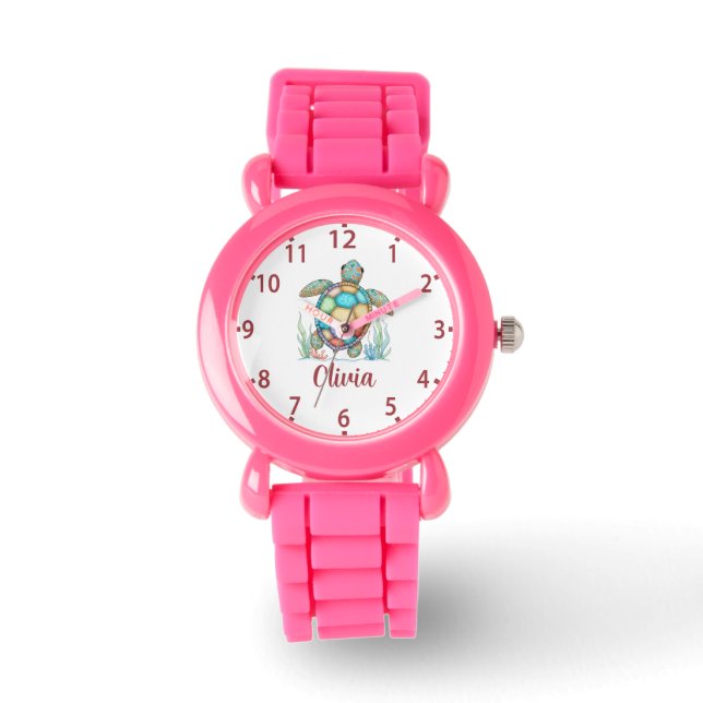 Reloj De Pulsera Tortuga Marina de Patchwork Caprichoso (Anverso)