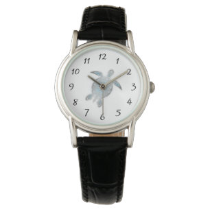 Reloj De Pulsera Tortuga marina de plata   Números costeros 