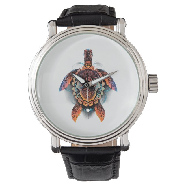 Reloj De Pulsera Tortuga marina Mandala Sea Ocean Animal Artwork Bo (Anverso)
