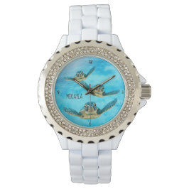 Reloj De Pulsera Tortuga marina nadando cerca del arrecife