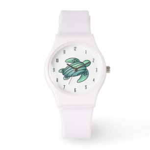 Reloj De Pulsera tortuga marina pintada con acuarela azul verde de