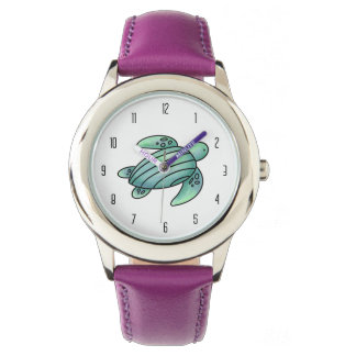 Reloj De Pulsera tortuga marina pintada con acuarela azul verde de