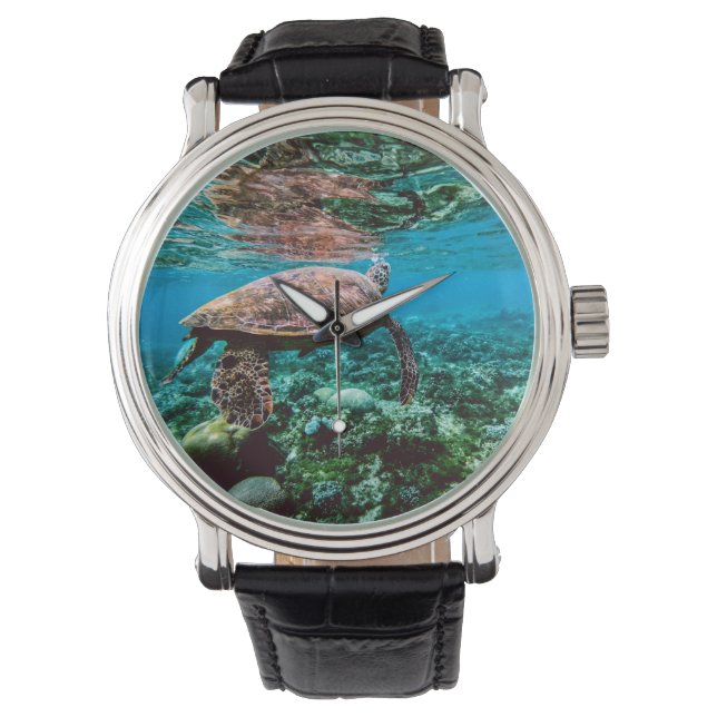 Reloj De Pulsera Tortuga marina tropical submarina (Anverso)