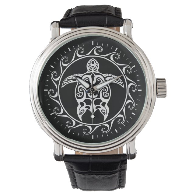 Reloj De Pulsera Tortuga tribal blanca (Anverso)