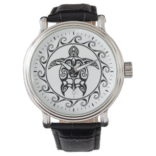 Reloj De Pulsera Tortuga tribal negra