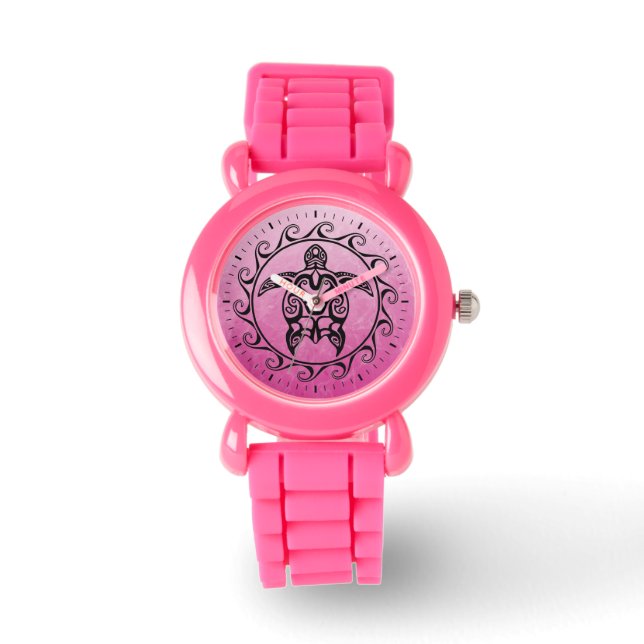 Reloj De Pulsera Tortuga tribal negra (Anverso)