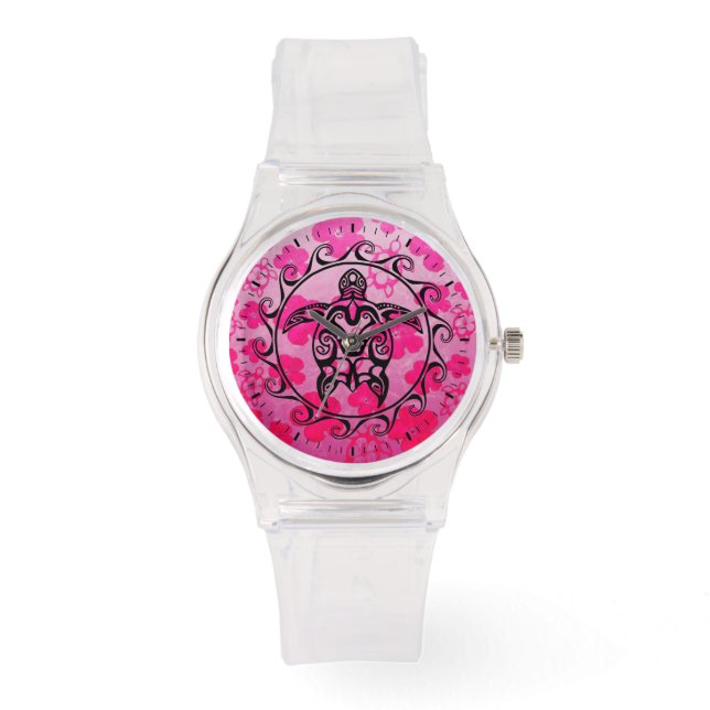 Reloj De Pulsera Tortuga tribal negra (Anverso)