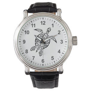Reloj De Pulsera Tortuga Tribal Negra Y Blanca