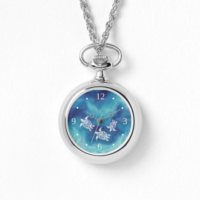 Reloj De Pulsera Tortugas blancas en el océano azul (Anverso)