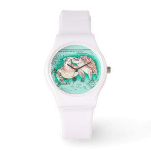 Reloj De Pulsera Tortugas de mar verde azuladas