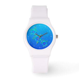 Reloj De Pulsera Tortugas honu de 3 Tiempos teñidos de Hawái