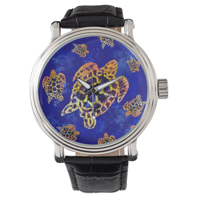 Reloj De Pulsera Tortugas marinas: arte africano de batik (Anverso)