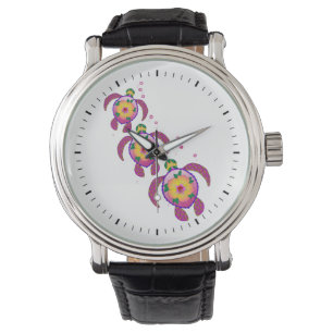 Reloj De Pulsera Tortugas tropicales honu hawaianas