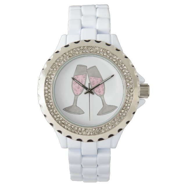 Reloj De Pulsera Tosta rosa de champagne Boda  Bride Watch (Anverso)