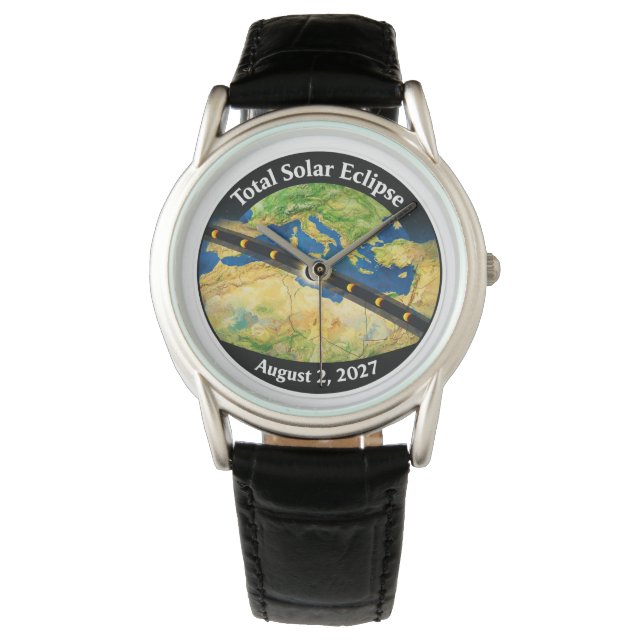 Reloj De Pulsera Total Solar Eclipse 2027 Map (Anverso)