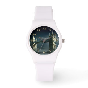 Reloj De Pulsera Tower Bridge London en la niebla nocturna