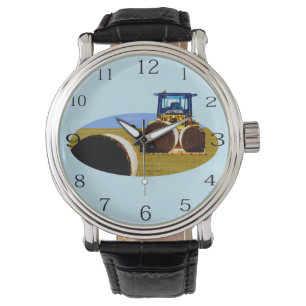 Reloj De Pulsera Tractor Con Pintura De Aceite De Heno Bales,