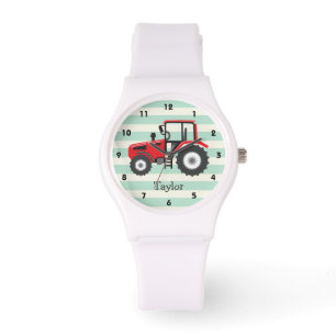 Reloj De Pulsera Tractor de granja roja