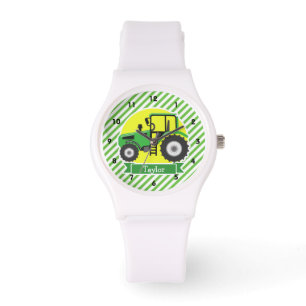 Reloj De Pulsera Tractor de granja verde con amarillo; verde y blan