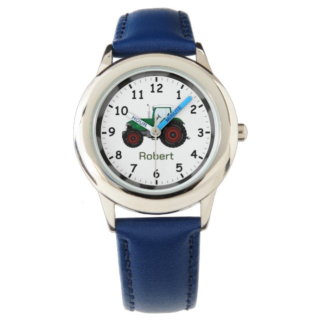 Reloj De Pulsera Tractor de granja verde con neumáticos grandes roj (Anverso)