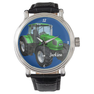 Reloj De Pulsera Tractor de granja verde personalizado  