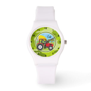 Reloj De Pulsera Tractor rojo; camo verde brillante, camuflaje