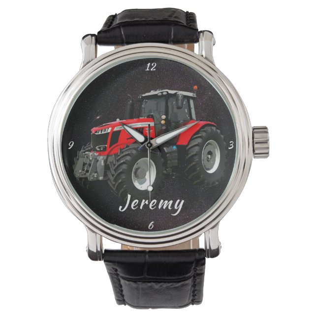 Reloj De Pulsera Tractor rojo moderno (Anverso)