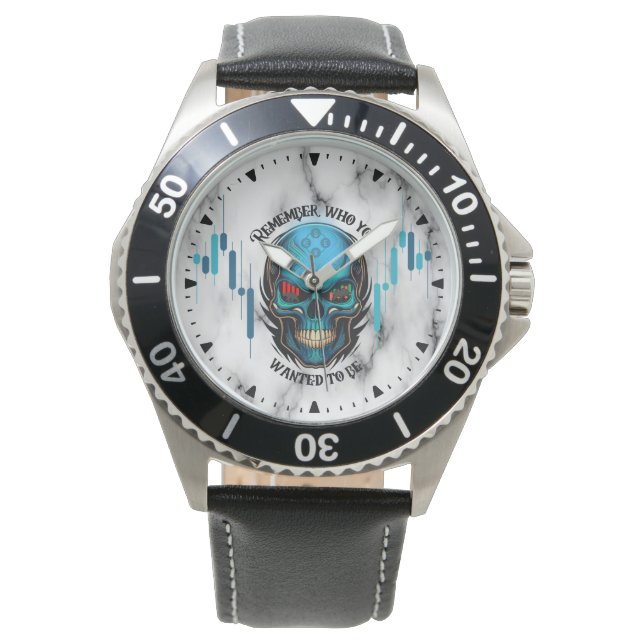 Reloj De Pulsera Trade Motivation | Skull N Marble | Remember  (Anverso)