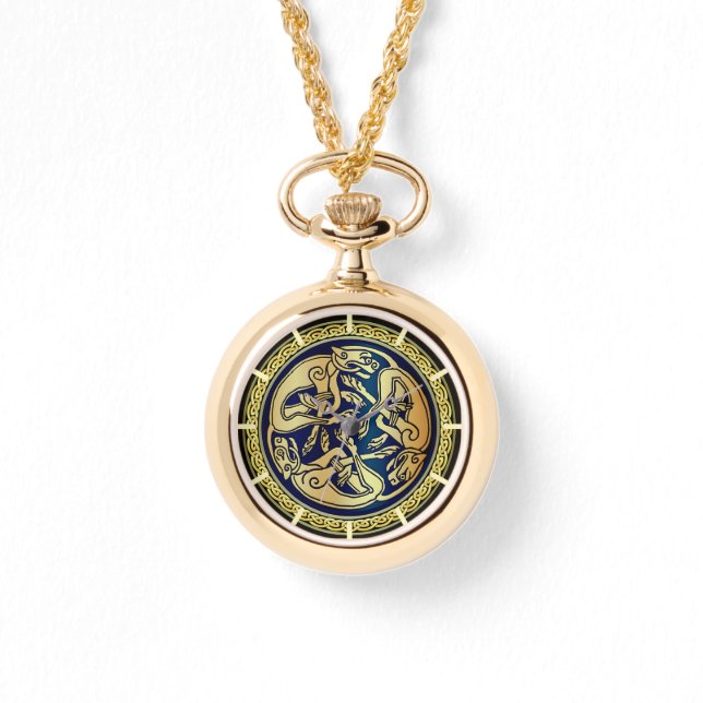 Reloj De Pulsera Tradición de Knotwork de Lobo Celta (Anverso)