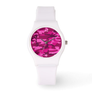 Reloj De Pulsera Trama de canuflaje de Fuchsia Camo, color rosa cal