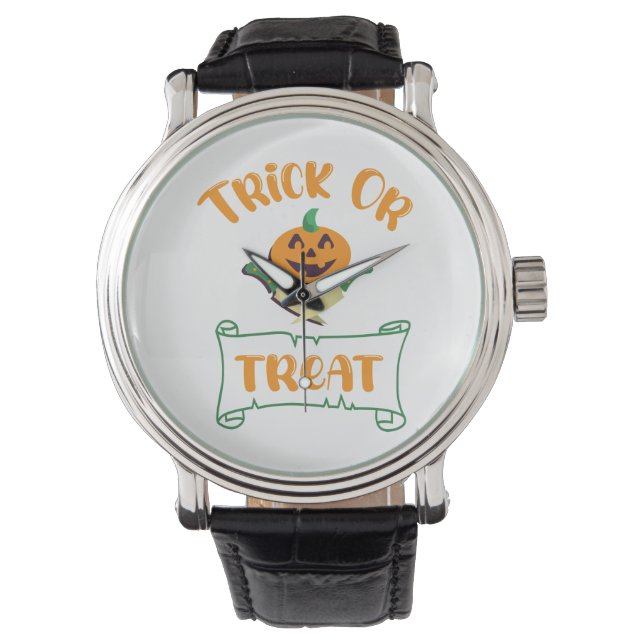 Reloj De Pulsera Trampa o trate la cara de calabaza de Halloween (Anverso)