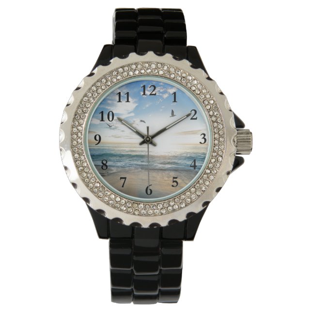 Reloj De Pulsera Tranquilas playas tropicales caribeñas y aves (Anverso)