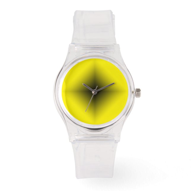 Reloj De Pulsera Transparente moderno con marcado negro y amarillo (Anverso)