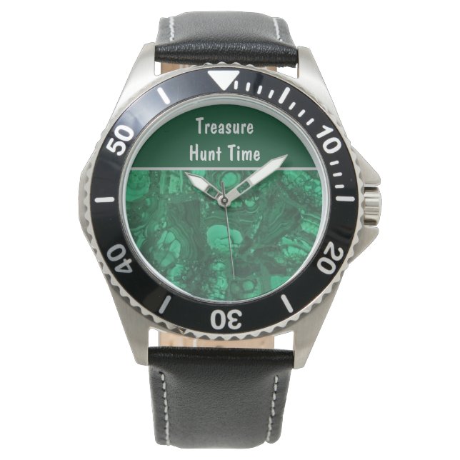 Reloj De Pulsera Treasure Hunt Time Green Rock Collector Rockhound (Anverso)