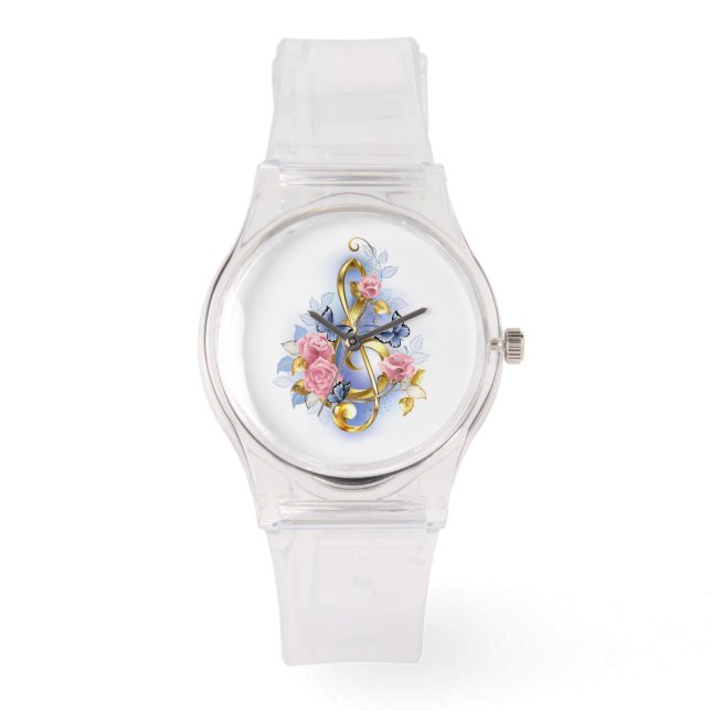 Reloj De Pulsera Treble arrecife con rosas rosas rosas rosas (Anverso)