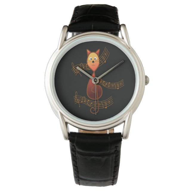 Reloj De Pulsera Treble Clef Cat (Anverso)