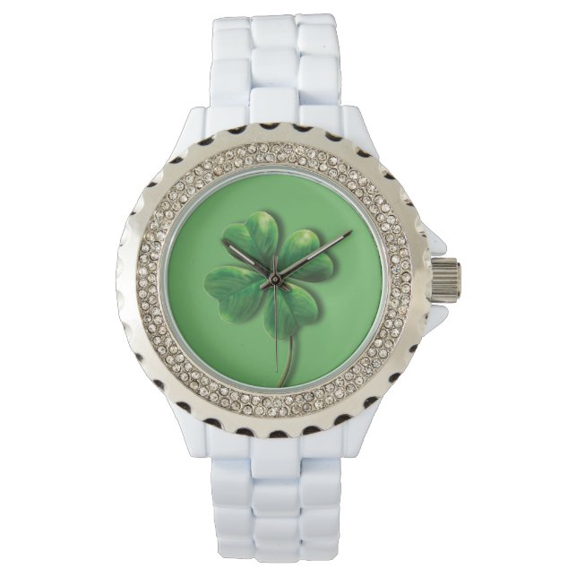 Reloj De Pulsera Trébol de Irlanda Verde Moderno (Anverso)
