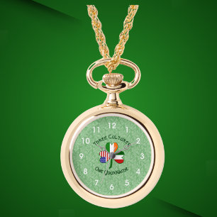 Reloj De Pulsera Trébol Personalizado Ítalo Irlandés Americano