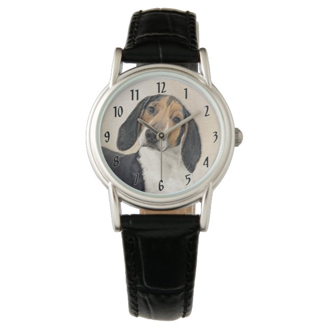 Reloj De Pulsera Treeing Walker Coonhound Painting - Arte original (Anverso)