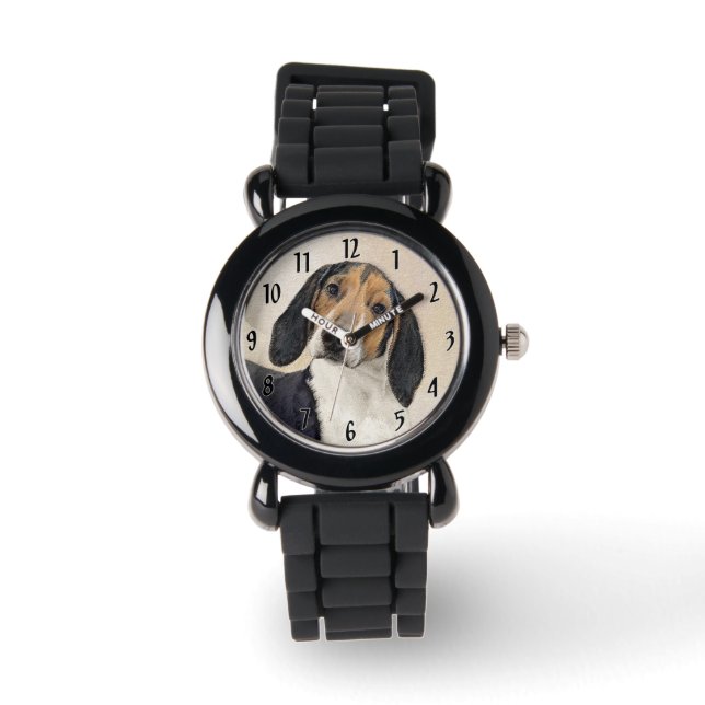 Reloj De Pulsera Treeing Walker Coonhound Painting - Arte original (Anverso)
