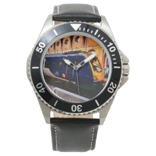 Reloj De Pulsera Tren amarillo y azul