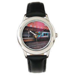 Reloj De Pulsera Tren azul claro, bajo puente