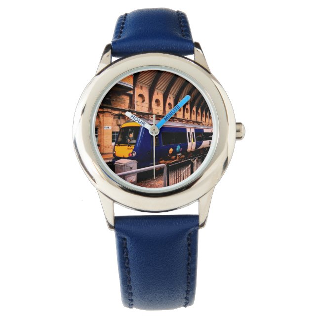 Reloj De Pulsera Tren azul y amarillo (Anverso)