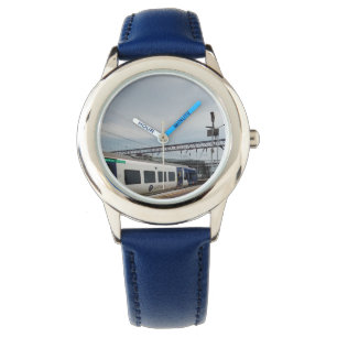 Reloj De Pulsera Tren azul y blanco