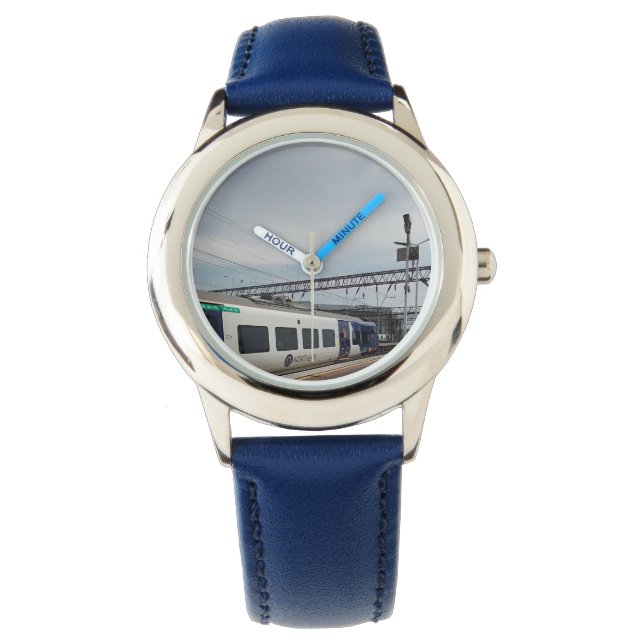 Reloj De Pulsera Tren azul y blanco (Anverso)