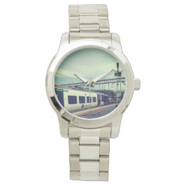 Reloj De Pulsera Tren azul y blanco