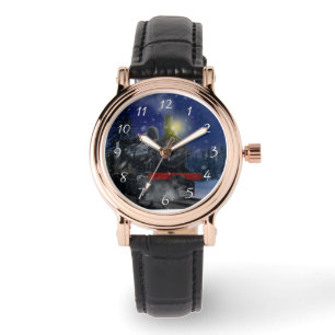 Reloj De Pulsera Tren de Navidad en la nieve
