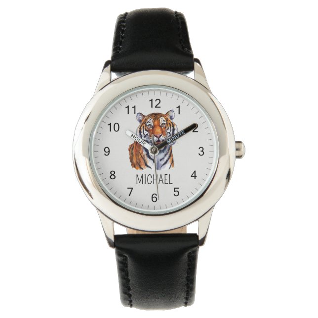 Reloj De Pulsera Trendy Personalized Name Cute Jungle Tiger         (Anverso)