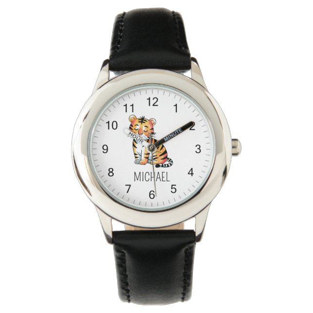 Reloj De Pulsera Trendy Personalized Name Cute Jungle Tiger         (Anverso)