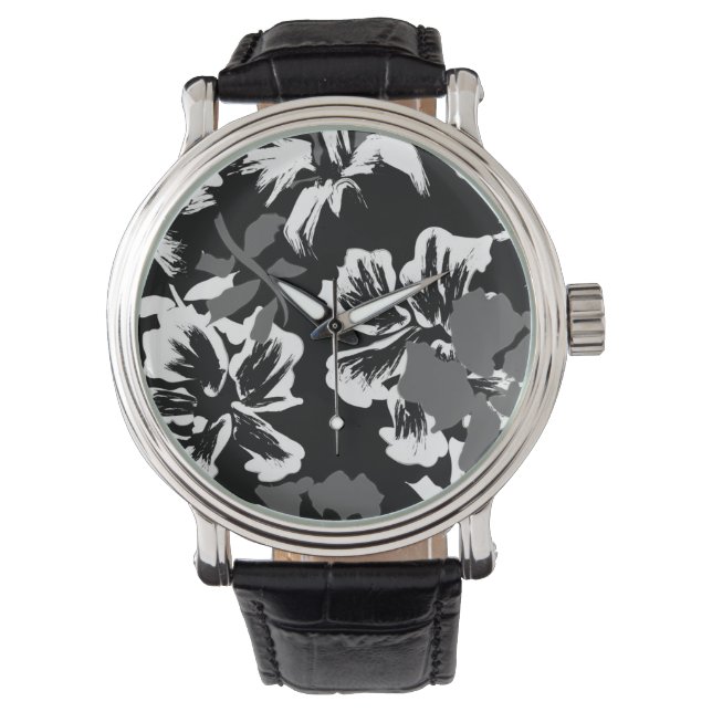 Reloj De Pulsera Trendy Tropical Abstract Black Pattern Watch (Anverso)